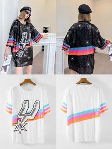 T-shirt à sequins pour femmes, 13 couleurs, Crazy Fan San Antonio <span class=keywords><strong>Spurs</strong></span>, <span class=keywords><strong>maillot</strong></span> de basket-ball <span class=keywords><strong>Spurs</strong></span> pour le jour du match - Product Image 5