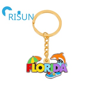 Usine en gros état de Floride carte drapeau porte-clés Llavero personnalisé métal émail j'aime la Floride Souvenir porte-clés porte-clés - Product Image 2