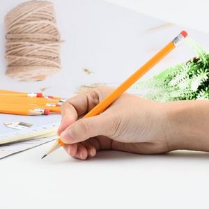 Lápices de Madera Personalizados con Borrador para Regalo Promocional de Escuela de Diseño, Lápices HB con Logotipo OEM, Embalaje a Granel, Mina Negra - Product Image 2