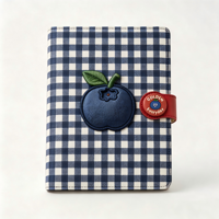 Carnet thermique YaLong à couverture rigide en cuir avec broderie de fruits à carreaux, joli carnet de notes en PU pour fille, 120 feuilles, logo personnalisé pour étudiant