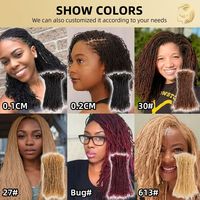 Extensions Sisterlocks Microlocs 0,2 cm, Cheveux Humains Bruts Auburn à Pointes Bouclées # 30, Léger, Vente en gros pour Salons aux États-Unis