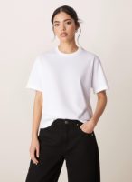 T-shirt en coton pour femme, col rond, grande taille, décontracté, mode estivale, couleur unie, doux, basique, hauts féminins, design simple