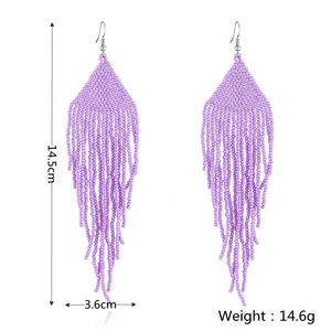 Pendientes bohemios largos con cuentas de borla hechos a mano <span class=keywords><strong>grandes</strong></span> pendientes colgantes de araña bohemios con cuentas de semillas pendientes colgantes para mujer - Product Image 2
