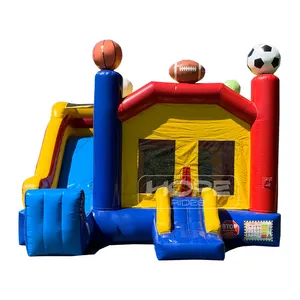 Popular Sports Themed Party Events Hire Inflatable Bounce House Combo America Football Bouncy Castle With Slide