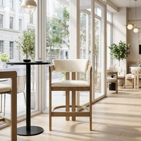 Chaise haute de bar la plus vendue, avec dossier rembourré et structure en bois massif, pour salle à manger