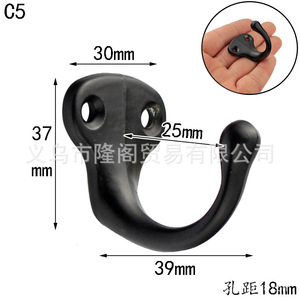 C6 5 Zinc Alloy Wall Hook 30x37mm Black Antique Style Coat Hook For Wardrobe Door Wall <b>Mounting</b> - Product Image 3