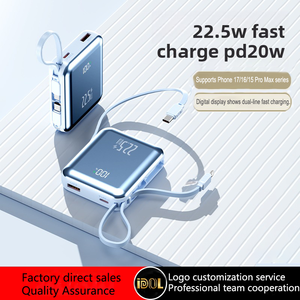 Batería Externa Portátil Pequeña <span class=keywords><strong>de</strong></span> 10000 mAh con Carga Rápida, Ultra Delgada, con Cordón Integrado y Pantalla LED, Tipo C - Product Image 3