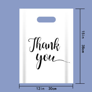 Fermeture éclair vêtements T-Shirt recyclé rose Transparent personnalisé robuste merci luxe découpé poignée sac à provisions en plastique - Product Image 6