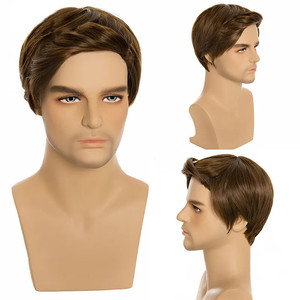 Perruque Synthétique Courte Bouclée Afro pour Hommes, Couleur Noir et Brun, Effet Naturel et Réaliste, Prix de Gros Abordable - Product Image 5