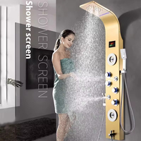 Ensemble de douche thermostatique mural pour hôtel Ensemble de douche à écran Led avec affichage numérique de la température Système de douche en acier inoxydable Ensemble de salle de bains