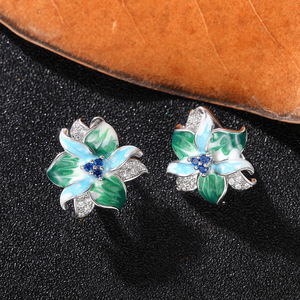 Vente chaude en Europe amérique en vrac cuivre Zircon boucle d'oreille goujons fleur lumière remise déclaration gros bijoux de mode pour les femmes - Product Image 2