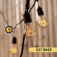 Guirlande lumineuse LED extérieure de 10 m (ampoules non incluses) IP65 étanche, douille E27, guirlande suspendue pour jardin, mariage, fête, décoration