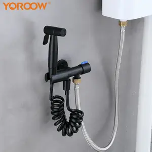 Hot Sale 304 Stainless Steel Handheld Wall Mounted Sprayer Toilet Bidet Shattaf Set Bathroom Black Toilet Spray Gun