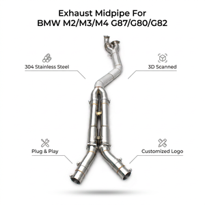 ท่อไอเสียกลาง OEM Boska พร้อมท่อ H สำหรับ BMW M3 G80/M4 G82 3.0T ปี 2021-2024 ทำจากสแตนเลส ท่อไอเสียกลางแบบเดี่ยว ไม่มีท่อเสริม - Product Image 1