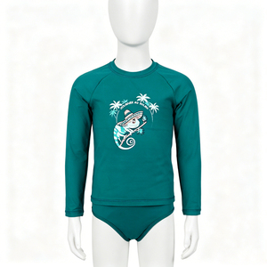 Set Rash Guard Camaleonte Teal per Bambini, Protezione UV a Maniche Lunghe, per Ordini all'Ingrosso e Private Label - Product Image 3