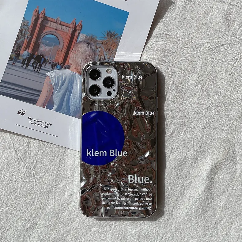 Luxus Silber Zinn Papier Telefon hülle für IPhone 14 13 11 12 Pro Max X XS Max XR Wasser welligkeit Stoß feste TPU Softcover