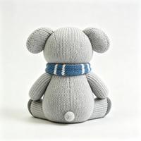 Jouet en peluche souris tricotée de haute qualité, vente en gros de jouets en peluche animaux tricotés, souris en peluche tricotée en gros