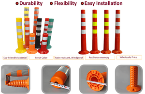 Poste divisor de carril flexible de pu, poste de advertencia de carretera reflectante, postes de plástico amarillo, alta calidad - Product Image 3