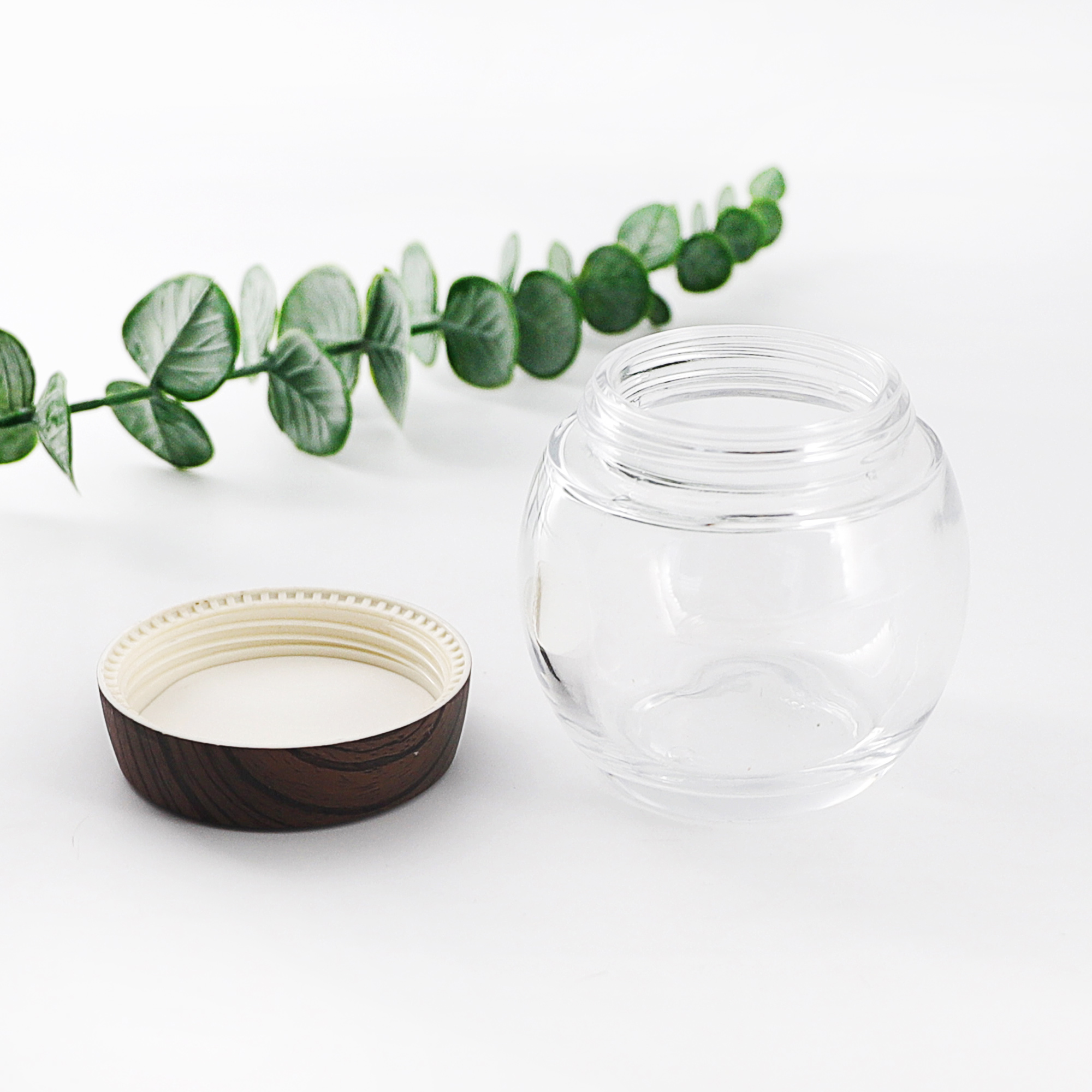 Пустая Косметическая Стеклянная банка 4 унции 8 унций с бамбуковой крышкой для крема по уходу за кожей