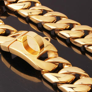 Collar de cadena de perro de eslabones cubanos de <span class=keywords><strong>Pitbull</strong></span> americano de diseñador de oro rosa de acero inoxidable de 32mm con cadena de perro con correa - Product Image 2