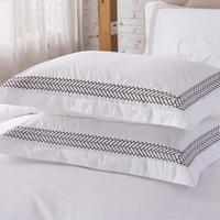 Parure de Lit Hôtelière Qualité Queen Size 100% Coton avec Broderie, Housse de Couette 300TC