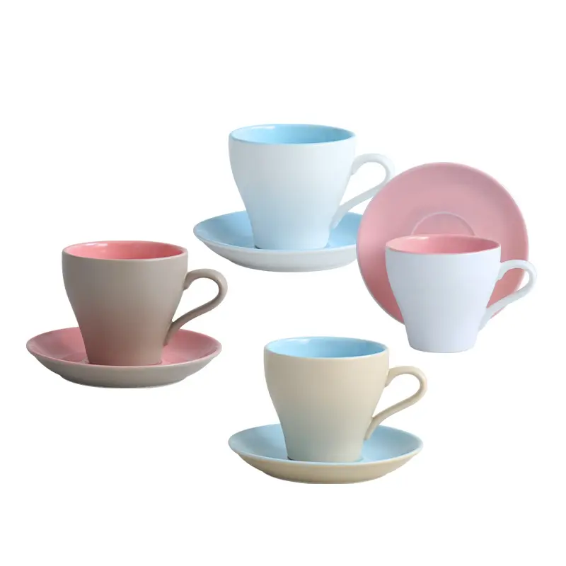 MSH Nordic Modern Matte Ceramic Tableware Pink Saucer Porcelain Teacup