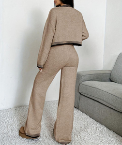 Nouvel ensemble assorti tendance : pantalon slim et haut en maille pour femme – Tenue décontracté<span class=keywords><strong>e</strong></span> deux pièces - Product Image 5