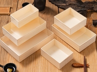 Emballage de sushi rectangulaire en bois jetable écologique, biodégradable, recyclable, style japonais, préservation de la fraîcheur, Go Food