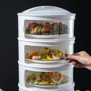 厨房和餐厅用厚菜现代透明可堆叠隔热防尘多层塑料碗碟食品盖