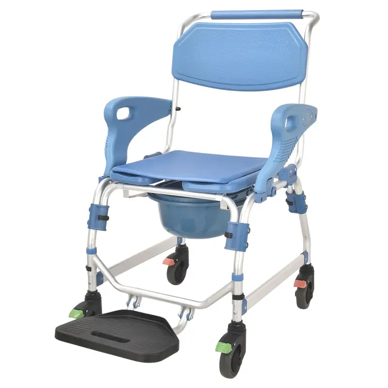 الألومنيوم صوان كرسي صوان قابلة للطي دش كرسي متحرك للمعاقين المسنين