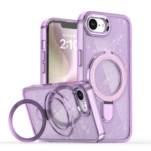 เคสโทรศัพท์แผ่นโลหะกลิตเตอร์สีต่างๆสำหรับ <span class=keywords><strong>iPhone</strong></span> 16 15 PROMAX plus <span class=keywords><strong>SE</strong></span> 2 <span class=keywords><strong>3</strong></span> 4เคสโทรศัพท์มีขาตั้งกันกระแทก - Product Image 1