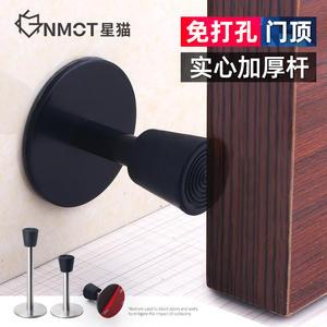 Butée de porte en acier inoxydable 304 sans perçage, épaissie, solide, anti-collision, butée de porte supérieure pour salles de bain, butée de porte en caoutchouc - Product Image 5