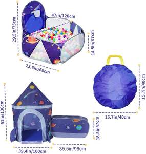 เต็นท์เด็กเล่นรูปจรวด 3 ชิ้น ชุดเต็นท์ทรงจรวดสำหรับเด็ก เต็นท์ป๊อปอัพขนาดเล็กสำหรับเล่นในบ้าน พร้อมบ่อบอล - Product Image 4