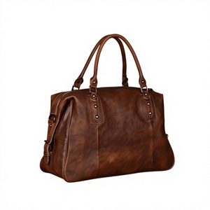 Custom Vintage Large Storage Genuine Cow Leather Waterproof Multi-Function Unisex Travel <b>Bag</b> Light Weight <b>Foldable</b> Zipper - Product Image 4