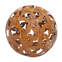 Sphère de jardin en acier corten découpée au laser, extérieure, imperméable, taille personnalisable, art floral, boule creuse, sculpture décorative, ornement