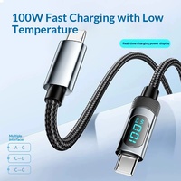 Kabel Pengisi Daya Ponsel Digital Pintar 100W Flash Charge PD27W Berbahan Metal Kepang Dual Type-C//Micro USB