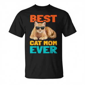 Camiseta Best Cat Mom Ever para adultos, unisex, cuello redondo, manga corta, impresión digital - Product Image 2