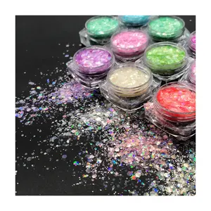 Holographischer biologisch abbaubarer schillernder schillernder Regenbogen transparenter Kosmetikgrad glitzernd für Augen Make-up Lipgloss Körperlotion