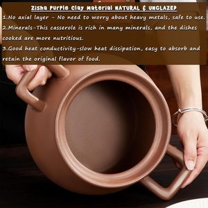 Zisha rouge non émaillée 2.4QT <span class=keywords><strong>casserole</strong></span> en terre cuite naturelle couvercle de <span class=keywords><strong>casserole</strong></span> en argile pour la cuisson du riz marmite Dolsot Bibimbap <span class=keywords><strong>casserole</strong></span> à soupe - Product Image 2