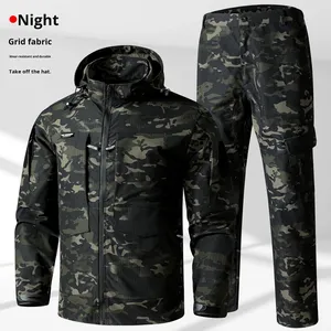 Ensemble tactique softshell chaud et résistant pour homme, imperméable et résistant à la chaleur, camouflage, vêtements de travail, tendance, mode décontractée - Product Image 4