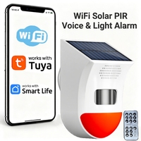 Détecteur de mouvement solaire Tuya WF avec alarme sonore 120 dB, enregistrement vocal, sirène stroboscopique, système de sécurité extérieur étanche