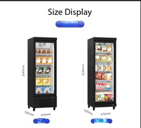 Réfrigérateur vertical de merchandising avec porte en verre transparent et étagères réglables pour boissons, bières et produits réfrigérés emballés