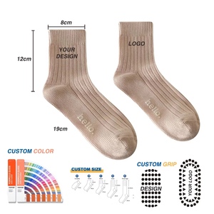 Vớ cotton mùa thu đông Zhuji có độ bám, logo tùy chỉnh, màu kem mềm mại, thiết kế dệt kim trong suốt dành cho nữ - Product Image 2