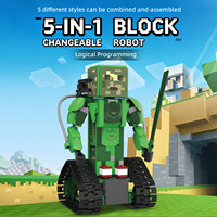Mi Mundo, Juguete de Bloques de Construcción de Robots de Plástico ABS 5 en 1, Control Remoto, Personalizable y Programable, Regalos al por Mayor para Edades de 7 a 9 Años