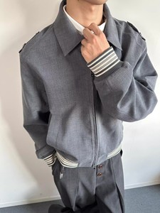 Men's Vintage Check Short Lapel Jacket with Design Details Trendy <strong>Old</strong> Money Style Loose Casual Outerwear for Spring and Autumn - Product Image 4
