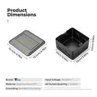 Enchufe de Mesa de Acero Inoxidable IP44, Resistente al Fuego, Alta Capacidad de Carga, 4 Tomas de Corriente, Estándar Universal, para Interiores