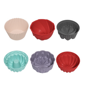 6ชิ้นซิลิโคนกระทะโดนัทแบบเกลียวไม่ติดกระทะขนาดเล็กถ้วยอบคัพเค้กมัฟฟินอาหารเชิงพาณิชย์ผู้ซื้อ OPP ถุง - Product Image 3