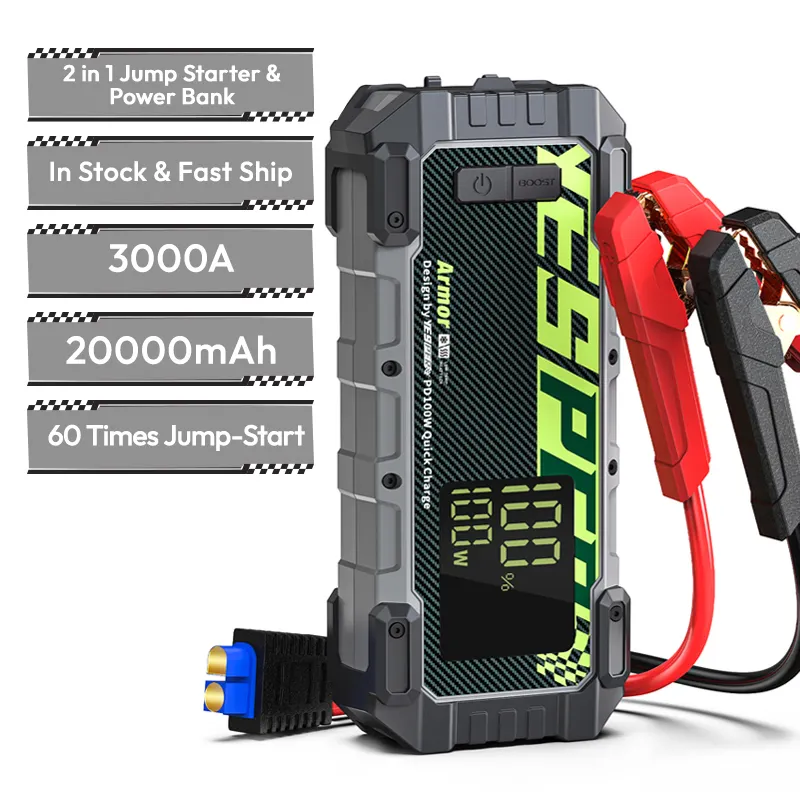 YESPER Armor pemanasan portabel, cepat berubah 12V daya tinggi booster mobil Jump Starter untuk suhu rendah