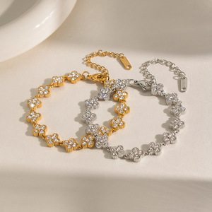 Pulsera <span class=keywords><strong>de</strong></span> <span class=keywords><strong>tenis</strong></span> <span class=keywords><strong>de</strong></span> circonita blanca con diseño <span class=keywords><strong>de</strong></span> flor <span class=keywords><strong>de</strong></span> ciruelo <span class=keywords><strong>para</strong></span> <span class=keywords><strong>mujer</strong></span>, <span class=keywords><strong>de</strong></span> acero inoxidable con PVD <span class=keywords><strong>de</strong></span> oro <span class=keywords><strong>de</strong></span> 18K, estilo Ins, fresca, elegante, <span class=keywords><strong>para</strong></span> uso diario, regalo - Product Image 1