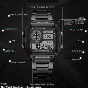 Orologi Sportivi di Lusso con Cinturino in Acciaio Inossidabile, Orologi Digitali Militari da Uomo, Orologio Impermeabile LED, Orologio da Polso Sportivo Maschile - Product Image 6